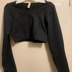 Black Long Sleeve Crop Top